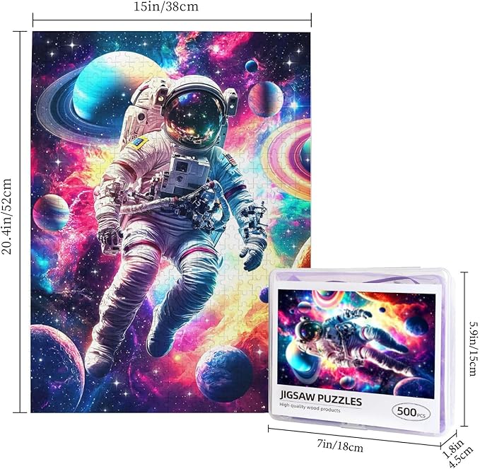 Solar System Puzzles for Adults 500 Piece Galaxy Outer Astronaut Exploration Puzzles Colorful and Unique Challenging Puzzle for Game Nights