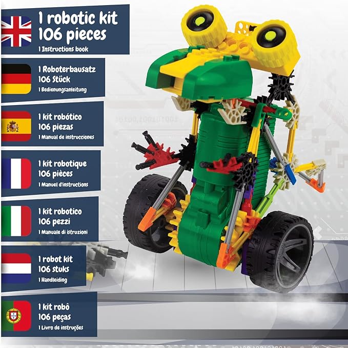 Science4you Robotics Rexbot - Robot Building Toy for Kids Age 8-14, Kit with 106 Pieces to Build Your Own Robot and Make it Move, Science Kit and STEM Toy for Kids 8+ Years Old