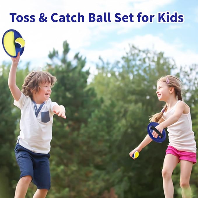 Toss and Catch Ball Set Kids - Lawn Games Beach Games Beach Toys Pool Outdoor for Ages 3 4 5 6 7 8 9 10 Years Old Boy Girl Toys, Playground Sets for Toddlers/Kids/Family
