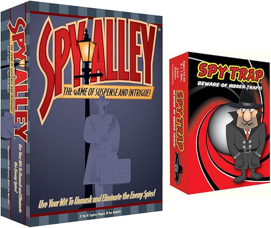 Spy Alley Board Game Bundled with Spy Trap Card Game - Family Friendly Strategy Games.