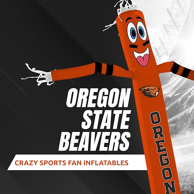 NCAA Oregon State Beavers Football Wacky Waving Inflatable Tube Guy with LED Lights & Built-in Blower - 6" x 36" x 96" Inflatable Tube Man Crazy Sports Fan Outdoor Party Decoration