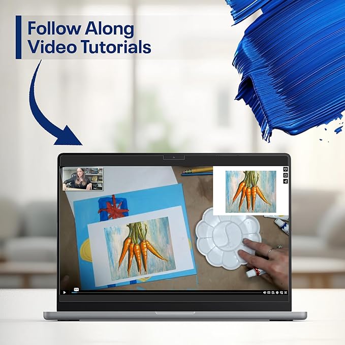 Painting4Real DIY Painting Class Kit for Adults with Video Tutorials: Learn to Paint Carrots – How to Paint with Acrylics – Painting & Art Supplies – 9 Piece Acrylic Paint Set