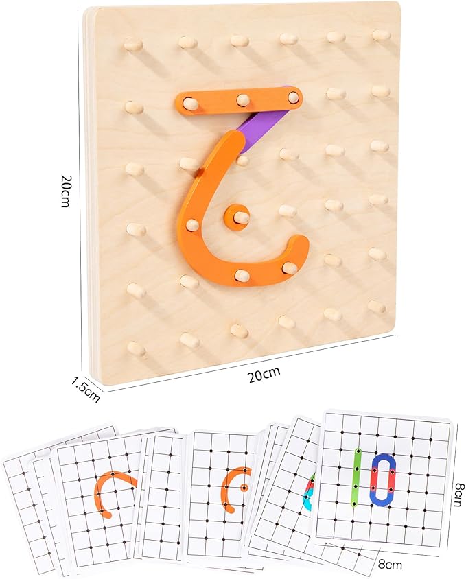 Wooden Arabic Letters Construction Pegboard, Educational Toy for Alphabet and Number Early Learning,Fine Motor Skill Exercise