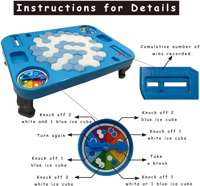 Save Penguin Break Ice Frozen Game for Kids, Protect The Iceberg Penguins Trap on Ice Icebreaker Board Games Toy for Adults Family Childrens Kid Ages 4-8 with Replacement Cubes and Hammer