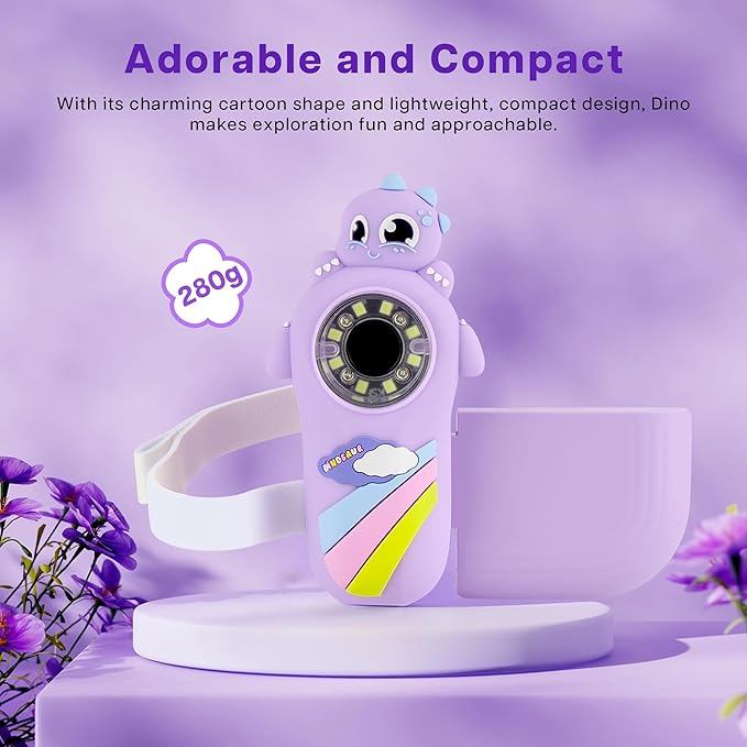 Dino Microscope for Kids, 1000x Portable Digital Microscope Camera with 2" Screen, Educational Science Kit Birthday Gifts for Kid Age 4-12, 32GB TF Card Included