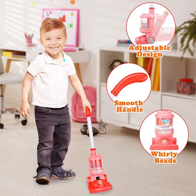 Meland Kids Cleaning Set - 8Pcs Toddler Broom and Toy Vacuum Cleaner, Pretend Play Children House Cleaning Toys, Christmas Birthday Gift for Girls and Boys