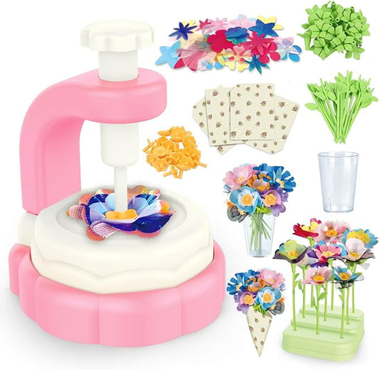 DIY Flower Craft Kits for Kids Ages 5-7: Fabric Flower Bouquets Toys, Arts and Crafts Kit for 4-8 Year Old Girls, Stem Educational Screen-Free Creative Play Gift for Girls Ages 3+