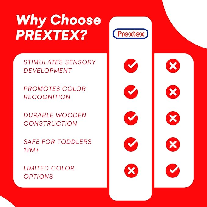 PREXTEX Sensory Hedgehog Toys for Toddlers - Montessori Color Sorting Toys - Includes 1 Wooden Board and 10 Colored Sensory Blocks - for Ages 12 Months and Up - Educational Toy - 1.5x12.9x10.7 in