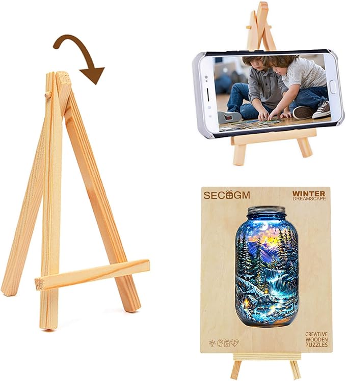 Wooden Puzzles for Adults - 200 Pieces Winter Dreamscape Wooden Puzzle - Unique Animal Shape Wood Cut Puzzles - Eco-Friendly Home Office Decor (M-11.4 * 11.7in)