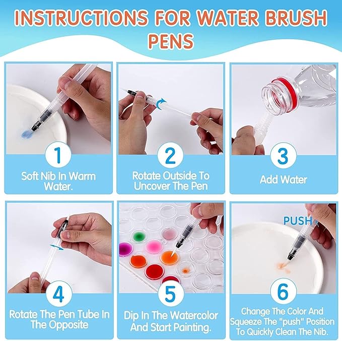 Watercolor Paint Set, 48 Colors Non toxic Watercolor Paint with a Brush Refillable a Water Brush Pen and Palette, Washable Water Color Paints Sets for Kids