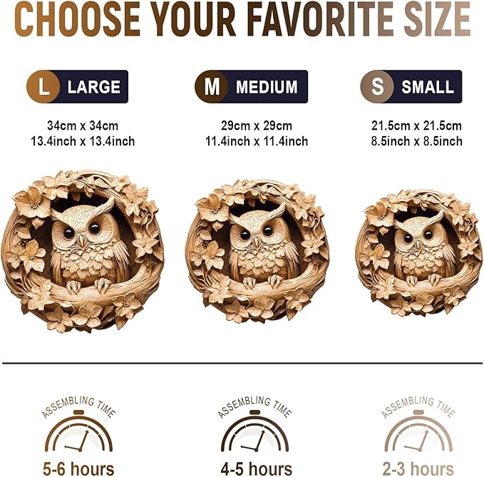 Wooden Puzzles for Adults, Unique Animal Shaped Owl Adult Puzzle, 3D Vision Wooden Jigsaw Puzzles Adult, Challenging Creative Gifts Family Games 13.4 * 13.4in 300pcs