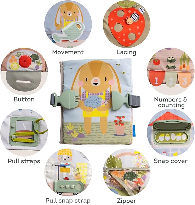 Taf Toys Montessori Toys for 1 2 3 Year Old Activity Book, Preschool Learning Activities for Toddlers. Busy Board Sensory & Fine Motor Skills, with 12 Sensory Toddler Activities for Boys & Girls