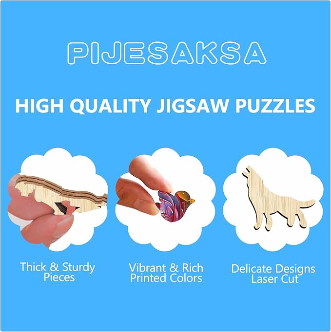 Wooden Puzzles for Adults, Aurora World Wooden Jigsaw Puzzles for Adult 435 Pieces, Wood Puzzles Adult, Mountains Lakes Round Puzzle, Unique Animal Shape, Wall Art Canvas Puzzle (XL -17.3 * 17.3in)
