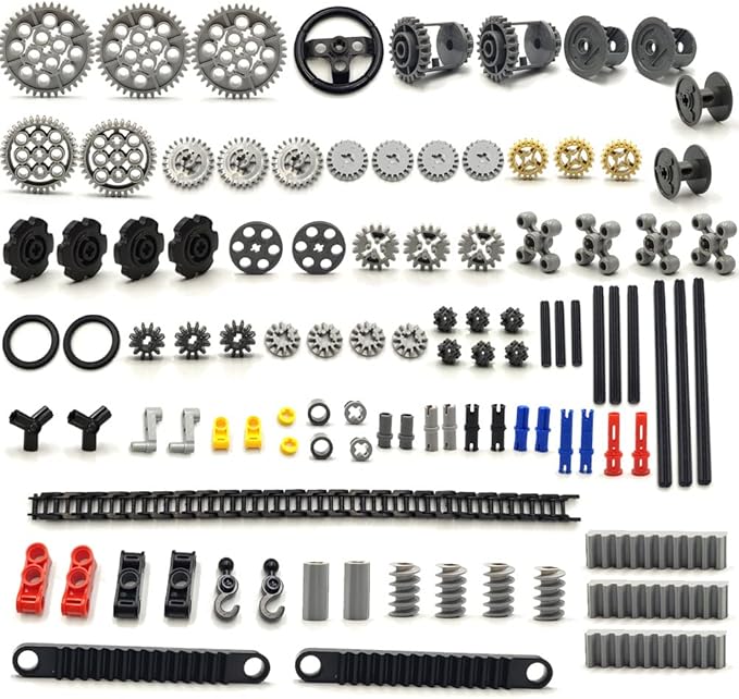 116 pcs Technical Gears Axle Pin Connectors - Wheels Connectors Rack Gear Car Building Brick Accessories Pieces Sets Compatible with Mindstorms Building Bricks Block Technical Toys (116 TECH PARTS)