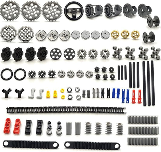 116 pcs Technical Gears Axle Pin Connectors - Wheels Connectors Rack Gear Car Building Brick Accessories Pieces Sets Compatible with Mindstorms Building Bricks Block Technical Toys (116 TECH PARTS)