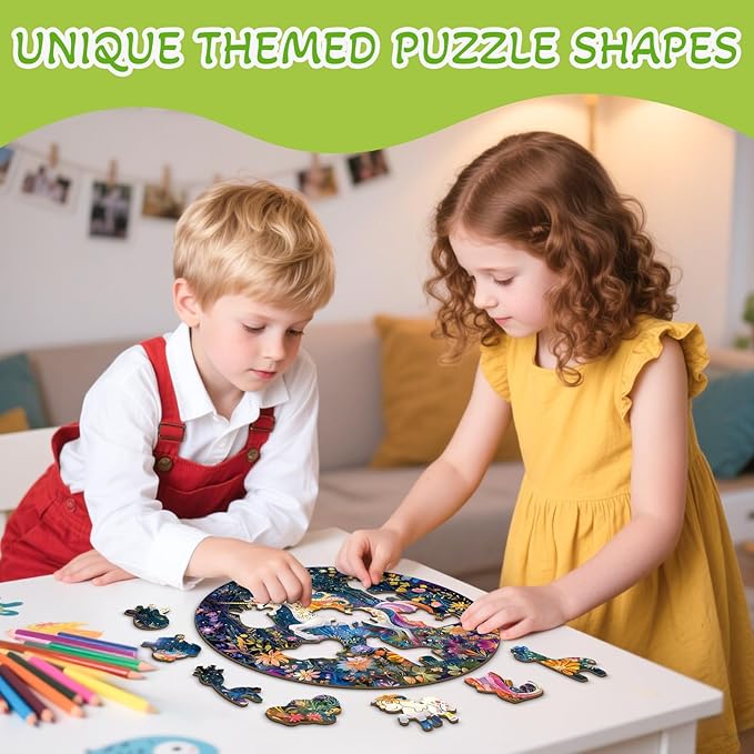 Wooden Puzzles for Kids Ages 4-6, Rainbow Unicorn 50 Pieces Kids Puzzle, Children Birthday Easter Puzzle Gift Idea, Educational Puzzles Toys for Boys and Girls (11.4 * 11.4in)