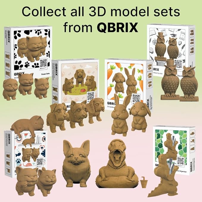 QBRIX Big-Eared Couple 3D Puzzles for Adults, 3D Model Kit for Teens, DIY Crafts for Home Decor, Original Gift for Boys&Girls