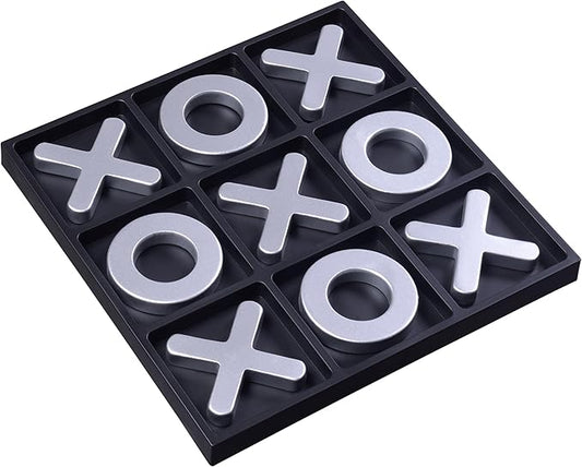 Tic Tac Toe Games, Textured Silver 11.6'', Family Puzzle Table Top Games for All Ages, Kids Birthday Return Gifts Coffee Table Home Decor