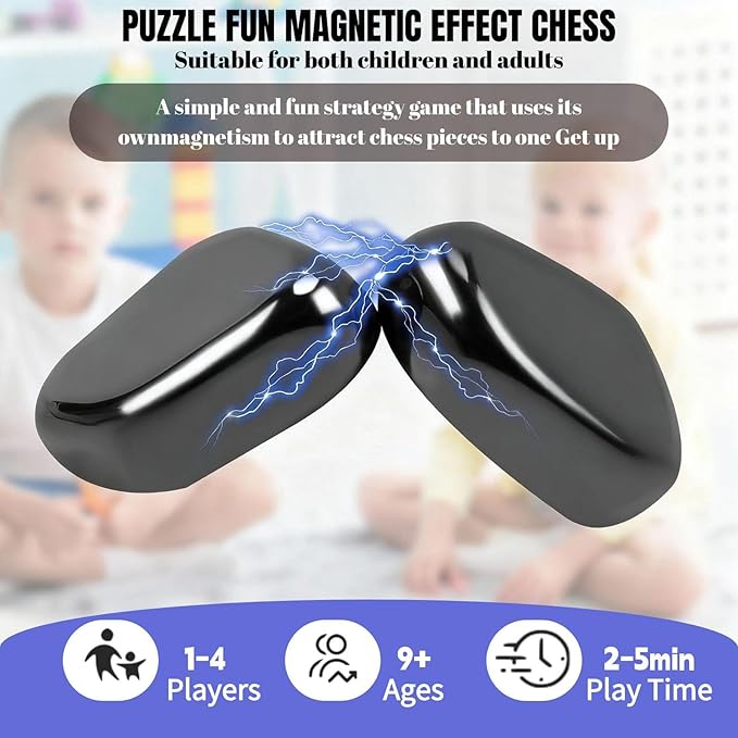 Magnetic Chess Game,24 Stones,String & Portable Storage Bag,Strategy Board Game for Family Game Night, Indoor Outdoor Use for Kids Adults V