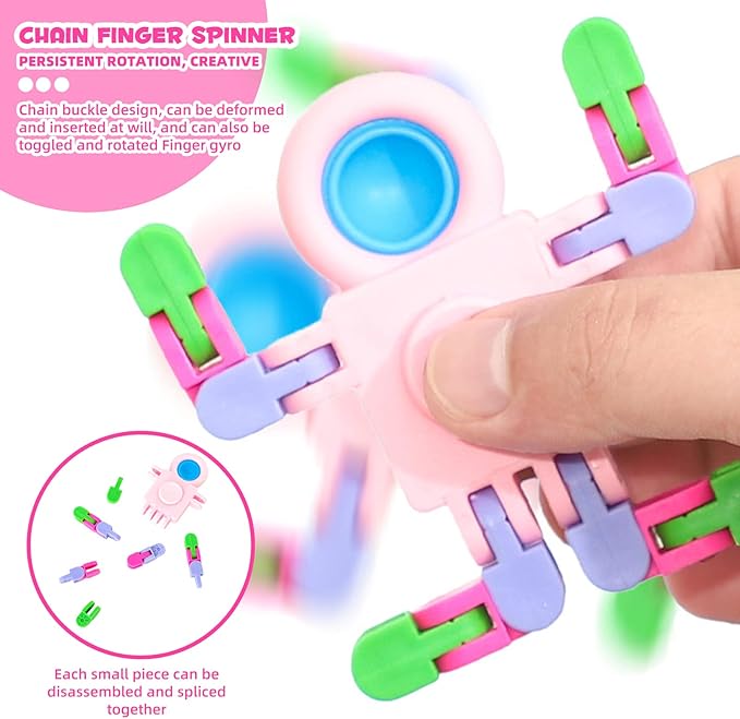 12 Pack Fidget Sensory Spinner Toys, Transformable Chain Robot Fingertip Toy,Pinata Goodie Bag Stuffers Birthday Valentines Day Gifts for Kids,Treasure Box Classroom Prizes