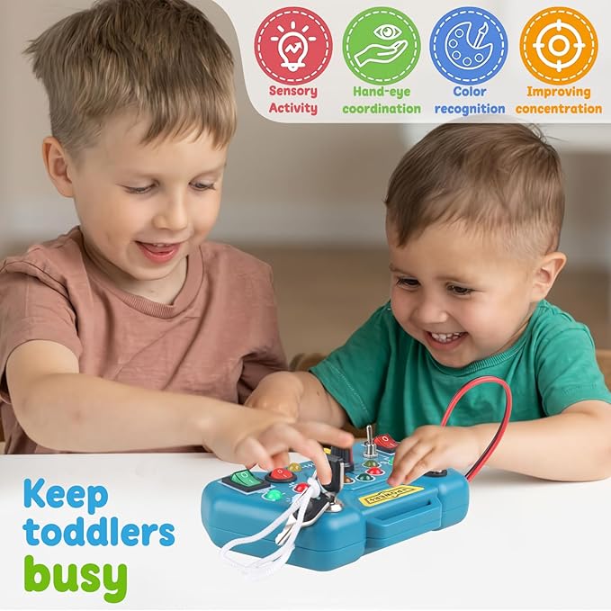 Toddler Busy Board for 2-4, Montessori Sensory Board, Sensory Toys for Toddlers 1-4 Year Old, 18 Month Old Toys, Toy for 2 Year Old Boy, One Year Old Boy & Girls Birthday Gift