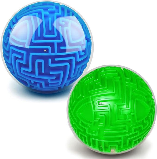 2 Pack 3D Puzzle Maze Ball, Memory Sequential Gravity Cube Balls Educational Toys for Kids Teens & Adults, Hard Challenges Game Lover Tiny Balls Brain Teasers Game Gifts