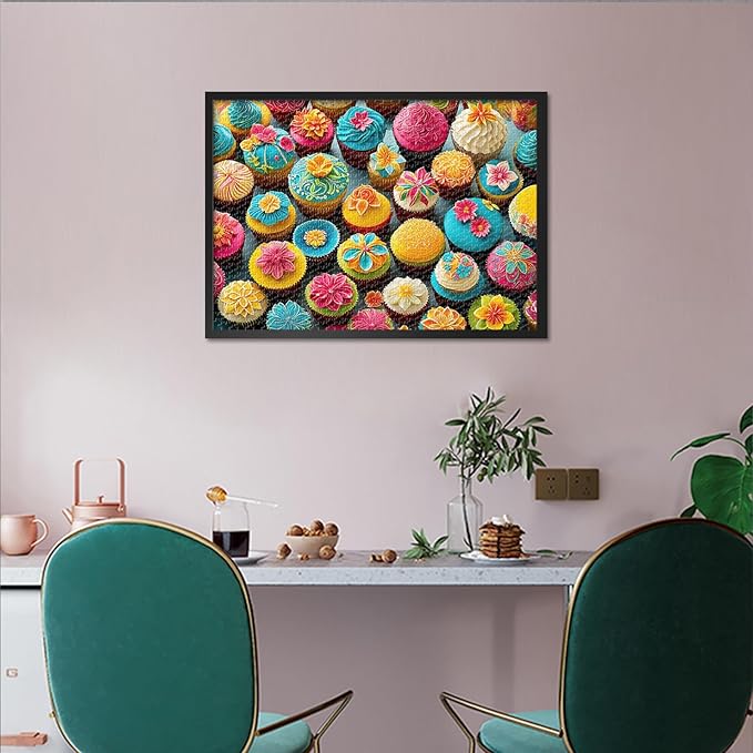 1000 Piece Puzzle for Adults - Cupcake Garden Fantasy Jigsaw Puzzles, Floral & Frosting Fusion Adult Puzzles 1000 Pieces, Whimsical Desserts Art - 27.5x19.7 Inches