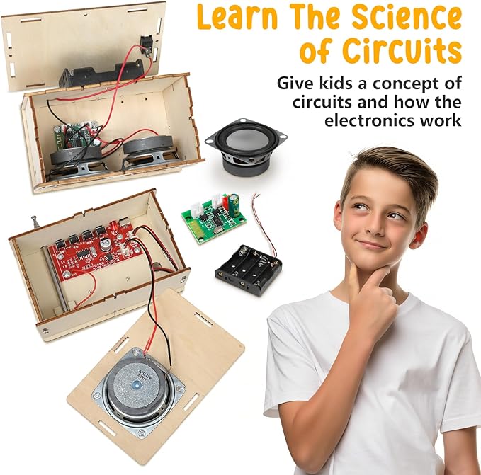 Stem Projects Toys for Boys age 8-12 12-14 Science Kit Building Own Bluetooth Speaker & FM Radio DIY Electronics Kit Science Experiments Kid 9-12 Boy Toys Birthday Gift 8 9 10 11 13 Year Old Teen Girl