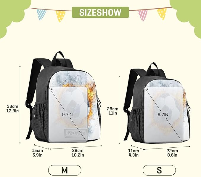 Fire Football Sports Toddler Backpack for Boys Girls 3-6 Preschool Small Backpacks Kids Mini Kindergarten Bookbag for Elementary for Travel School