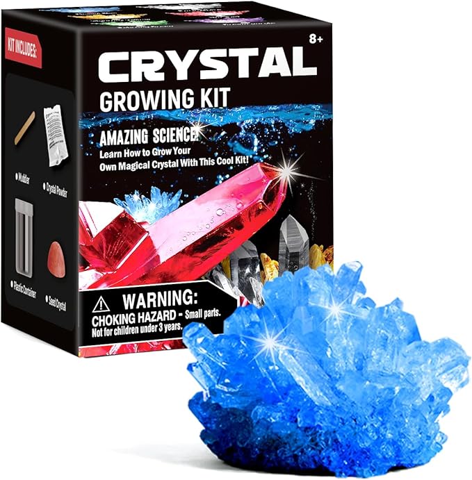 Crystal Growing Kit for Kids, Blue DIY Crystal Science Experiment Set, Grow Your Own Crystals, STEM Educational Chemistry Kit for Boys & Girls Ages 6-12, Fun Science Lab Gift for Kids