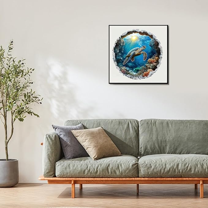 Leodozzio Wooden Puzzles for Adults, Sea Turtle Jigsaw Puzzles 500 Pieces-5MM Thickness, 16.5x16.5 Inch, Unique Shaped Wooden Puzzle, Birthday Gift Family Game