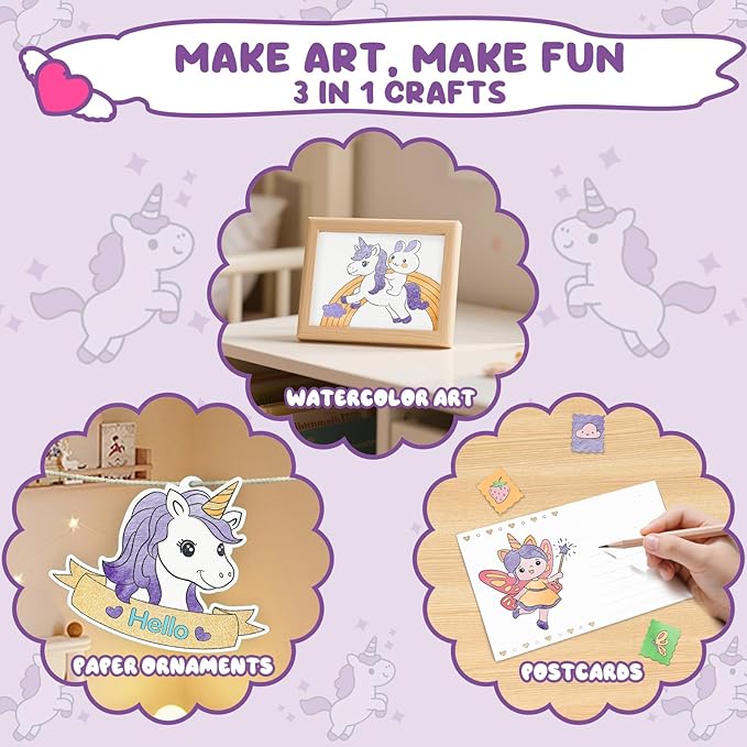 Paint with Water Coloring Books for Kids, Mess Free Watercolor Painting Kit Painting Activity for Kids Ages 3-5 4-8, Arts Crafts Drawing Gift Toy for Boy Girl (Purple)