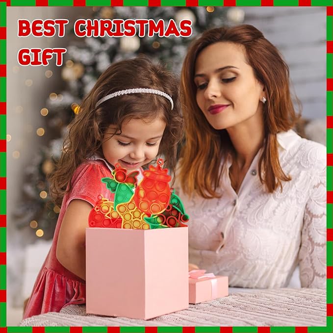 24 Pack Christmas Mini Pop Fidget Toy Pack for Kids Girls Boys Toddlers Christmas Stocking Stuffers Party Favors Gifts Stress Relief