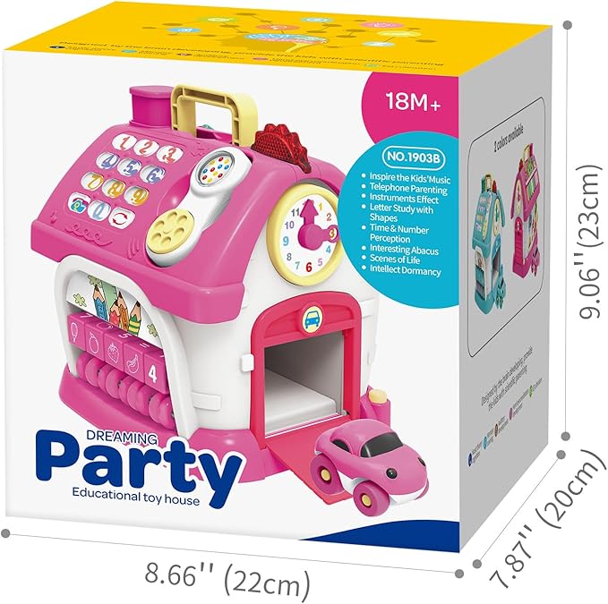 Multifunctional Learning Toy House&Activity Cube, Montessori Toys for 1 Year Old Girl Gift for First Birthday, One Year Old Educational Cube for Baby and Toddler Age 0-2