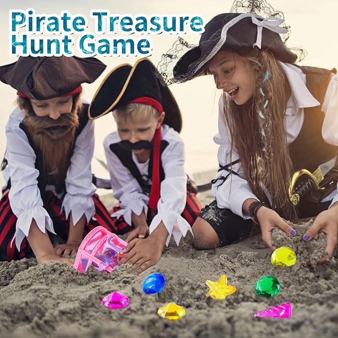 28 Pcs Colorful Diving Gem Pool Toys Set with Treasure Pirate Box Swimming Gem Pirate Diving Toys Underwater Toy for Pool Use Treasures Sets (Multicolor 30-40mm)