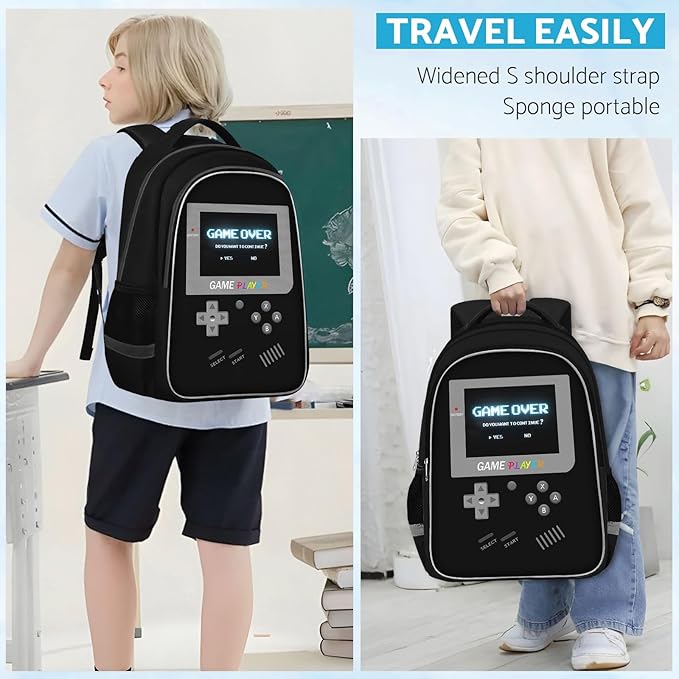 School Backpack For Boys - Gamer Boys Backpack For Kids Children Teens Elementary Middle School - Ages 6-18,17″
