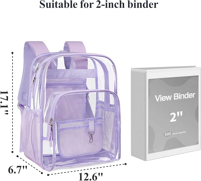 PACKISM Clear Backpack - 17 inch Heavy Duty Clear Backpacks for School, Large Transparent Bookbag for Students (Age 12+)