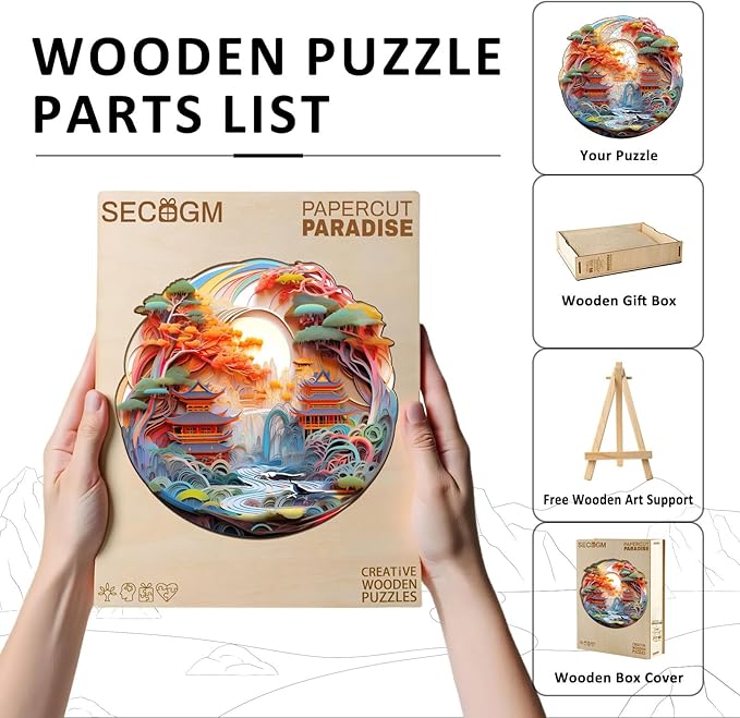 Wooden Puzzles for Adults - Papercut Paradise Wood Puzzles Adult - Unique Animal Shape Wooden Jigsaw Puzzles for Adults - Birthday Gifts for Puzzle Lovers, Family (11.4 * 11.3in)