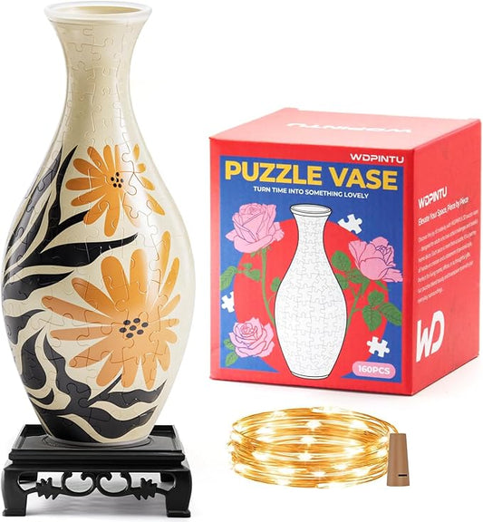 3D Puzzle with Sunflower Design Vase, Unique DIY Decor for Home & Gift