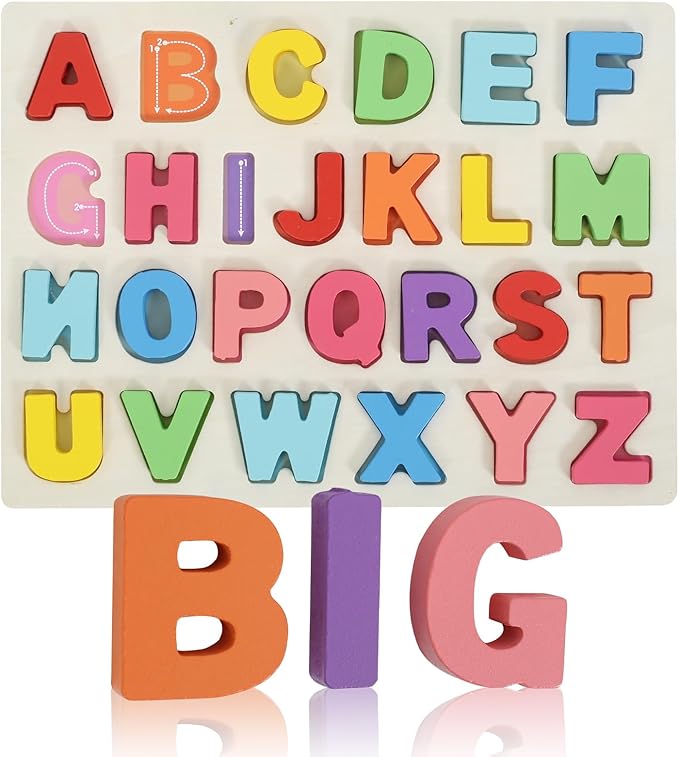 Alphabet Puzzle Wooden Puzzles for Toddlers Alphabet Learning Puzzles Toys with Wood Letters Montessori Wooden ABC Learning Toys for Toddlers 1-5 | Preschool Educational Gift for Kids