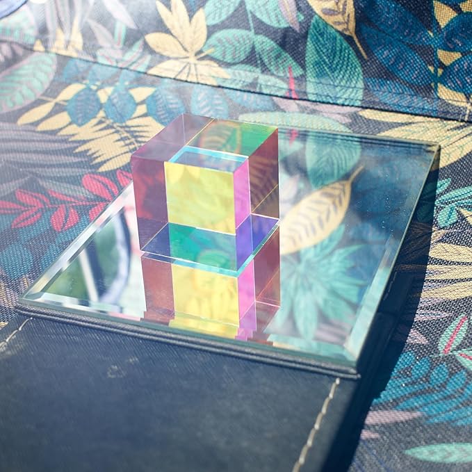 CMY Mixing Color Cube, 50mm (2 inch) Colorful Acrylic Prism for Desktop Decoration, Scientific & Educational Toys Gift for Kids, 5cm