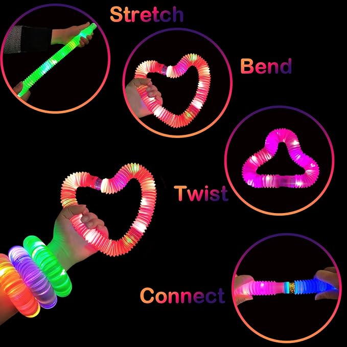 Glow Sticks Party Favors for Kids 12 PCS-Glow in Dark Party Supplies for Toddlers Halloween, Light Up Necklace Bracelet Accessories for Boys Girls, Neon Decorations for Birthday Dance Camp Care