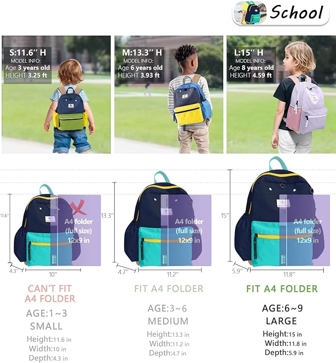 Kids Backpacks for Girls & Boys - Kindergarten to Elementary School, Small Child Toddler Backpack, 15" H, Ages 6-9