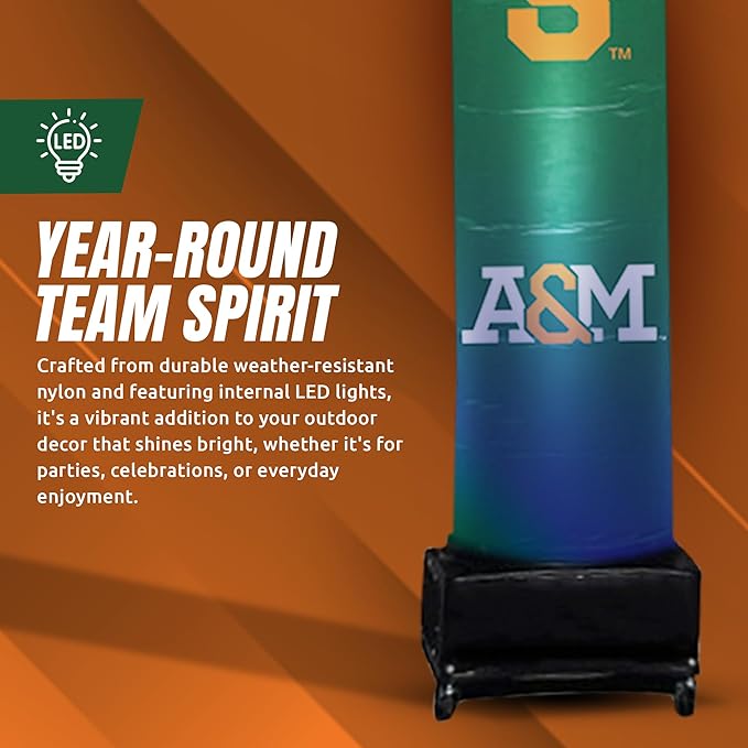 NCAA Florida A&M Rattlers Football Wacky Waving Inflatable Tube Guy with LED Lights & Built-in Blower - 6" x 36" x 96" Inflatable Tube Man Crazy Sports Fan Outdoor Party Decoration