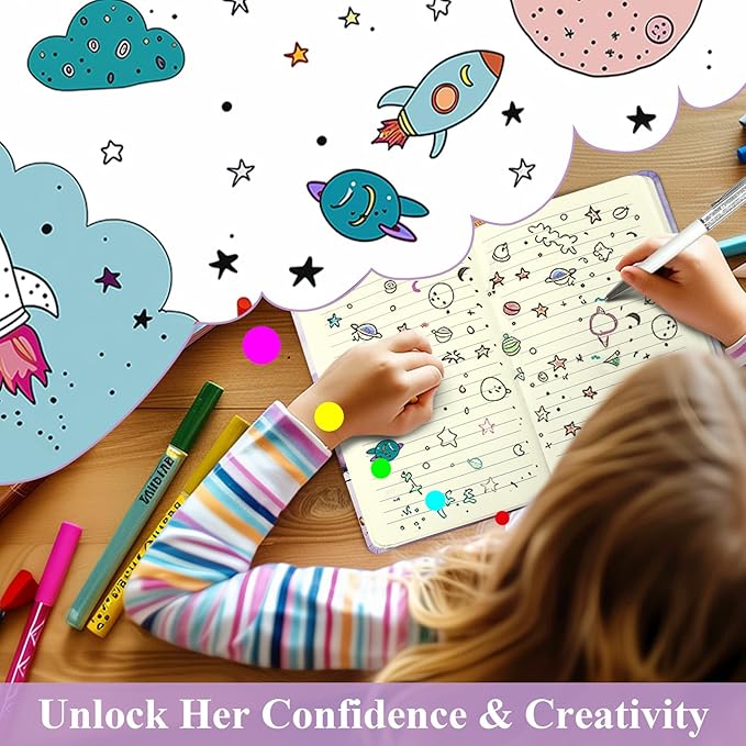 Floral Journal for Girls - Gift for Teens, Kids - Diary with Pen & Magnetic Closure, 192 Pages for Writing, 5.3"x7.5" Hardcover Lined Notebook