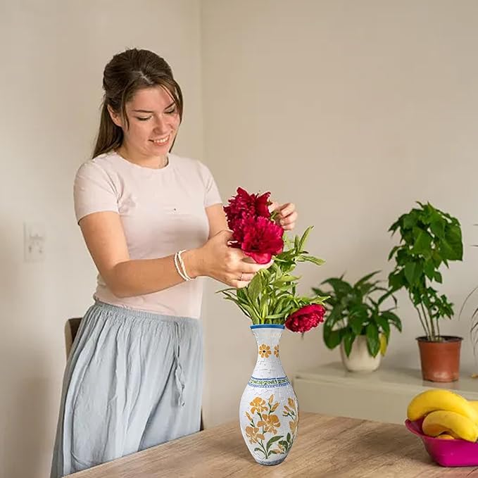 3D Puzzle Vase Unique Flower Vase for Adults Made by 160 Curved Plastic Puzzle, Relax Puzzles for Adults, DIY Jigsaw Creative Gift for Parents & Housewarming