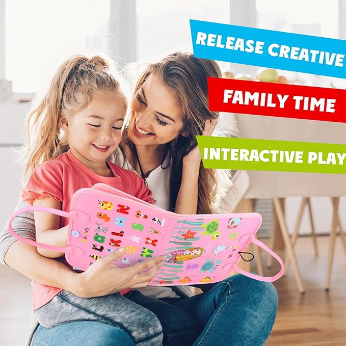 Guolely Busy Board Montessori Toy for 1 2 3 4 Year Old Toddlers - Educational Activity Developing Sensory Board for Basic Dress Fine Motor Skills - Travel Toys for Plane Car, Gift for Boys Girls