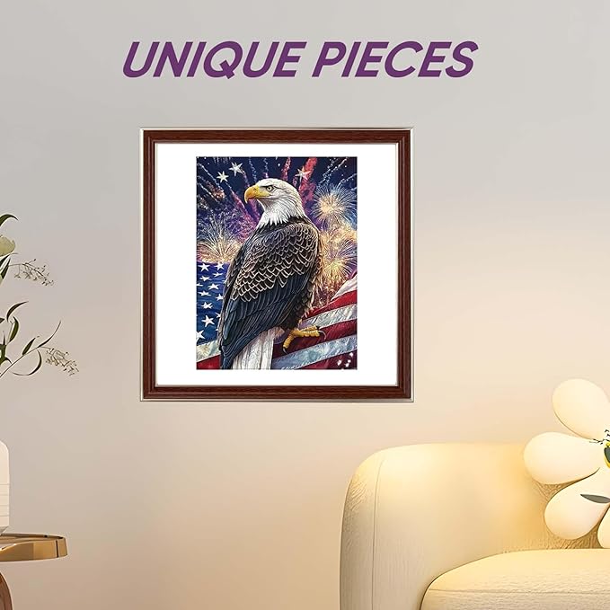 Wooden Jigsaw Puzzle, 200 Pcs Unique 3D Shape Jigsaw Puzzles, Wood Puzzle Gift Box Packing, Medium Size Letter, Creative Gift for Adults and Kids, Fun Challenging (EA4Eagle, 200PCS)