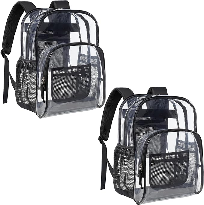 PACKISM Clear Backpack - 17 inch Heavy Duty Clear Backpacks for School, Large Transparent Bookbag for Students (Age 12+)