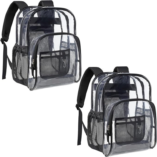 PACKISM Clear Backpack - 17 inch Heavy Duty Clear Backpacks for School, Large Transparent Bookbag for Students (Age 12+)